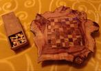 Schaakspel in olijfhout met houten schaakstukken te koop., Een of twee spelers, Ophalen of Verzenden, Gebruikt
