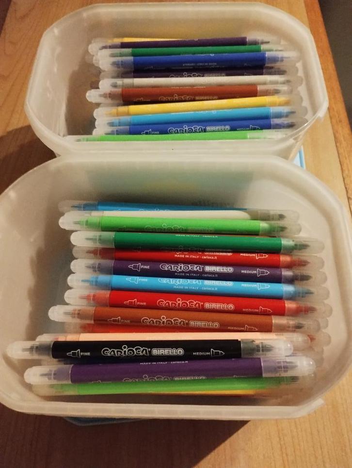 Stiften met dikke en fijne punt, Hobby en Vrije tijd, Tekenen, Gebruikt, Potlood of Stift, Ophalen of Verzenden