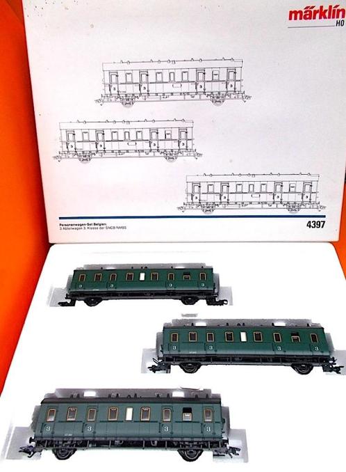 Märklin 4397 - 3 stoomtreinwagons 3e klas - NMBS, Hobby en Vrije tijd, Modeltreinen | H0, Nieuw, Wagon, Wisselstroom, Märklin