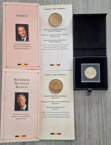 Médailles commémoratives en bronze Albert II & Boudewijn + M, Enlèvement ou Envoi, Bronze
