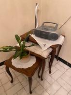 3 houten bijzettafeltjes, Antiek en Kunst, Ophalen