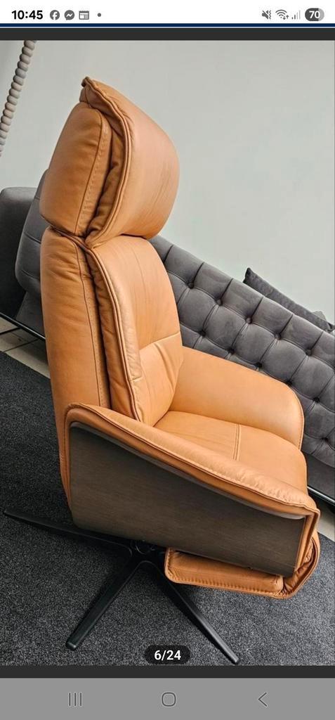Comfort Norway elektrische leren relaxfauteuil, Huis en Inrichting, Fauteuils, Zo goed als nieuw, Hout, Leer, Metaal, Ophalen