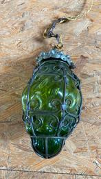 Hanglamp met groen glas H 30 cm, Antiquités & Art, Antiquités | Éclairage, Enlèvement