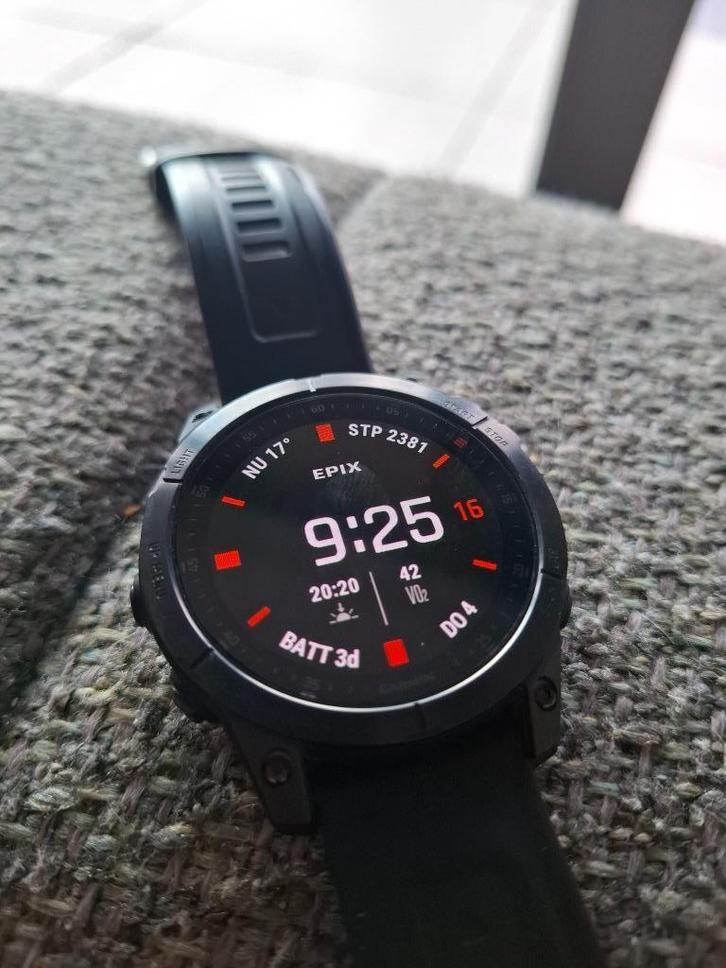 Garmin epix Gen2 Sapphire titanium, zwart, Handtassen en Accessoires, Sporthorloges, Zo goed als nieuw, Zwart, Afstand, Calorieverbanding