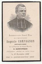 Décès Auguste COMPAGNON Doyen-Curé Dunkerque 1900 photo, Collections, Envoi, Image pieuse