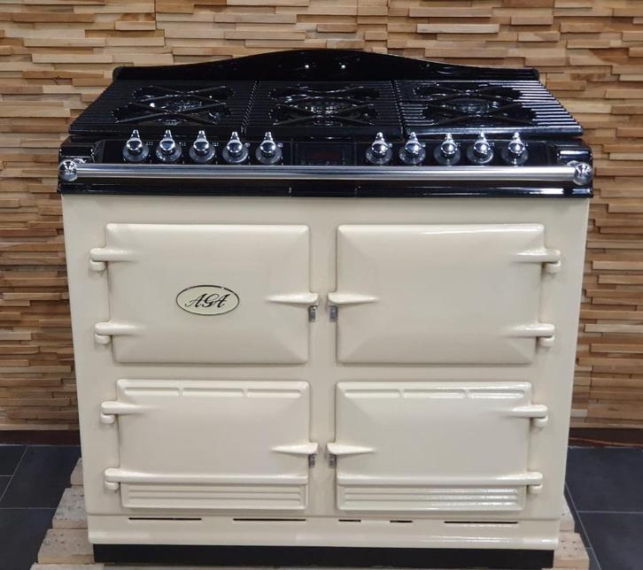 Luxe Fornuis Aga six four 6/4  98/100 cm Crème zwart 4 ovens, Elektronische apparatuur, Fornuizen, Zo goed als nieuw, Vrijstaand
