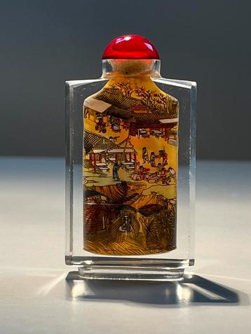 Old Chinese snuffbottle reverse glass painting  excellent beschikbaar voor biedingen