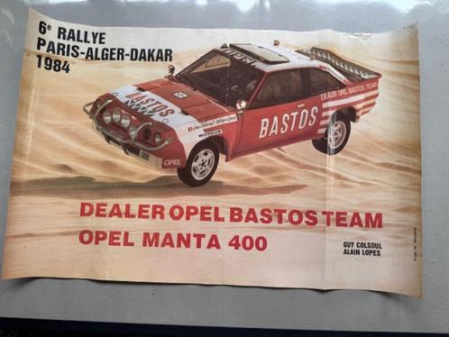 Poster : 6e rallye Paris-Alger-Dakar  1984  Opel Bastos Team, Verzamelen, Rookartikelen, Aanstekers en Luciferdoosjes, Gebruikt