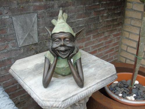 Bronzen elf- of trollenbeeld bij zonsondergang., Tuin en Terras, Tuinbeelden, Nieuw, Overige typen, Overige materialen, Ophalen