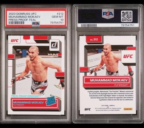 Psa-10 2023 DONRUSS UFC MUHAMMAD MOKAEV PRESS PROOF TEAL, Verzamelen, Sportartikelen en Voetbal, Nieuw, Spelerskaart, Ophalen of Verzenden