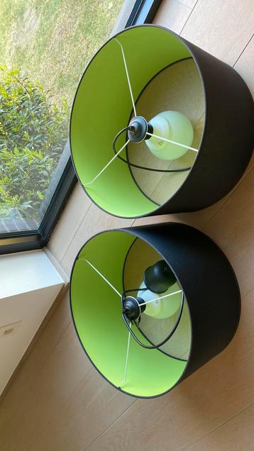 2 abat-jour : vert mojito noir, Enlèvement, Comme neuf, Noir, Rond
