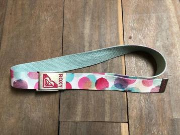 Ceinture 100cm Roxy bleu clair/motif rose fuchsia, 90 à 100 cm, Autres couleurs, Porté, Ceinture