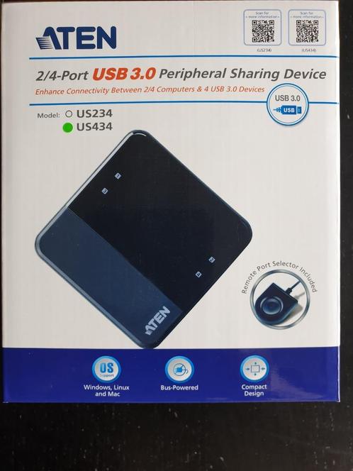 Aten 4 x 4 USB 3.0 Gen1 switch voor randapparatuur US434, Computers en Software, Dockingstations, Nieuw, Docking station, Ophalen of Verzenden
