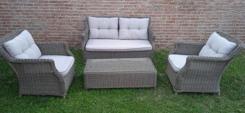 Buiten salon rotan, Tuin en Terras, Tuinsets en Loungesets, Gebruikt, Loungeset, Rotan, 4 zitplaatsen, Bank, Bijzettafel, Stoel