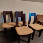 Set Vintage stoelen, Maison & Meubles, Chaises, Quatre, Brun, Vintage, Tissus