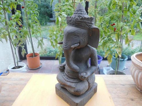 Ganesh beeld in hout / 46 cm x 17 cm, Antiek en Kunst, Kunst | Beelden en Houtsnijwerken, Ophalen of Verzenden