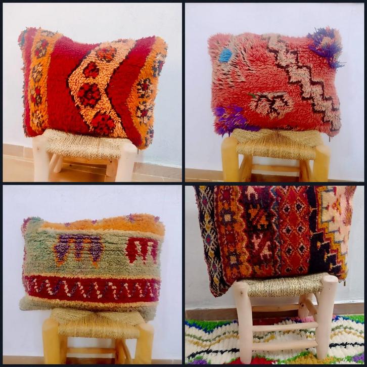 Prachtige boho chicque, shaggy berber kussens uit marokko, Huis en Inrichting, Woonaccessoires | Kussens, Zo goed als nieuw, Ophalen of Verzenden