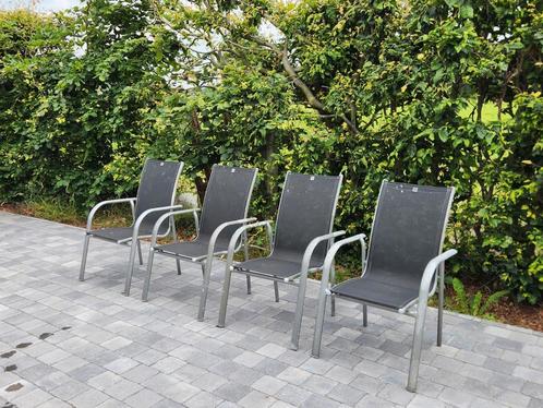 Set van 4 Aluminium outdoor stoelen, Tuin en Terras, Tuinstoelen, Gebruikt, Aluminium, Ophalen