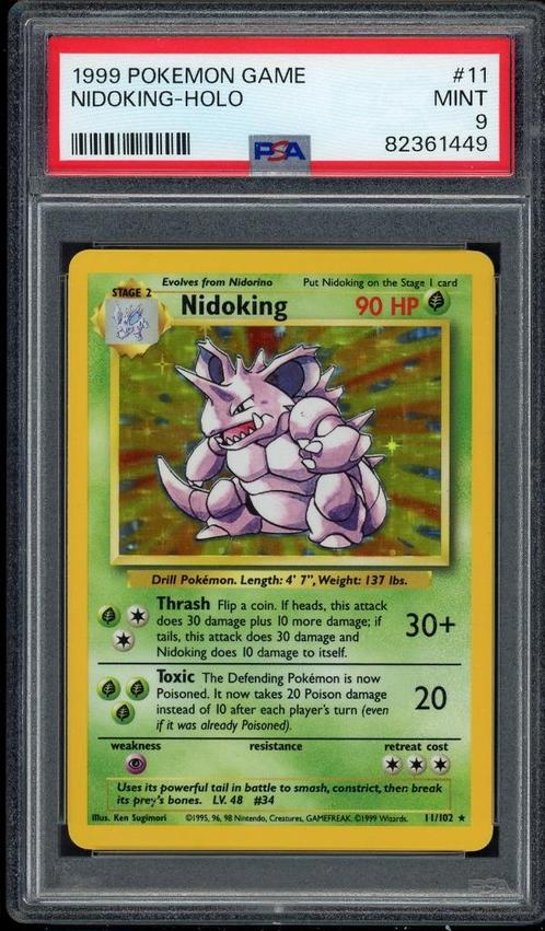 Nidoking Holo PSA 9 - 11/102 - Kit de base 1999, Hobby & Loisirs créatifs, Jeux de cartes à collectionner | Pokémon, Comme neuf