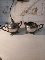 Verzilverd metaal  melkkan en suikerpot, Ophalen of Verzenden