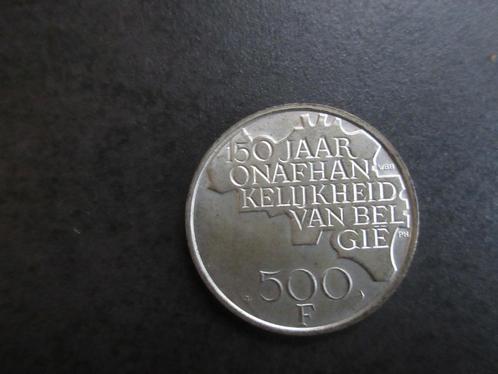 Herdenkingsmunt 150 jaar Onafhankelijkheid van België 500 F, Postzegels en Munten, Munten | België, Losse munt, Verzilverd, Ophalen of Verzenden