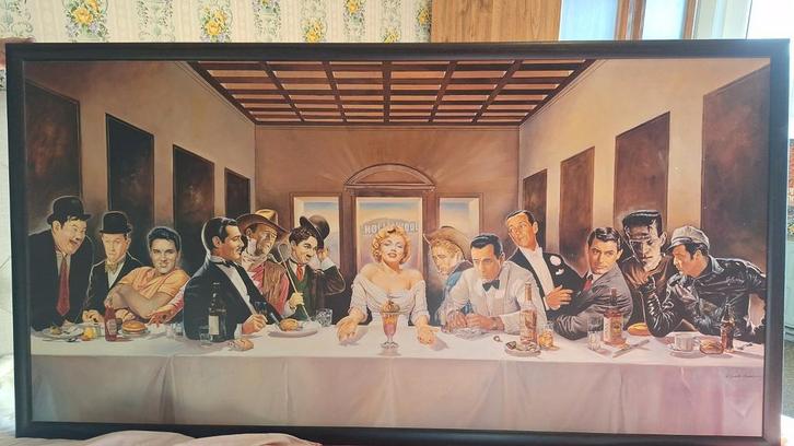 Schilderij Renato Casaro "het laatste avondmaal", Antiek en Kunst, Kunst | Schilderijen | Abstract, Ophalen of Verzenden