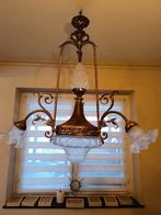 Ancien lustre  cinq feux bronze cuivre opaline, Ophalen of Verzenden, Zo goed als nieuw