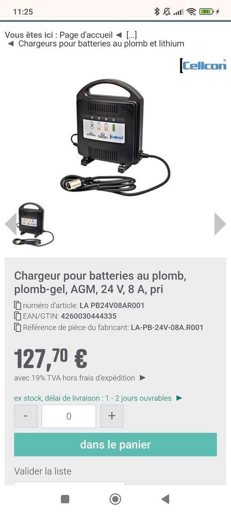 Chargeur pour batterie scooter électrique pmr, Diversen, Brommobielen en Scootmobielen, Zo goed als nieuw, Ophalen of Verzenden