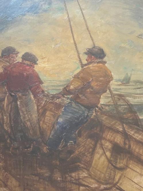 Pierre VERBEKE - Pêcheurs- huile sur panneau, Antiek en Kunst, Kunst | Schilderijen | Klassiek, Ophalen