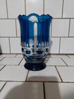 Vase en cristal art deco Val Saint Lambert bleu, Enlèvement ou Envoi