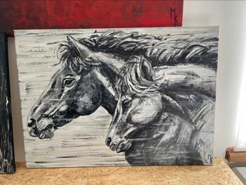 Peinture : couple de chevaux - Mk Art