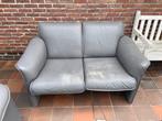 Grijze lederen zetel., Ophalen, Gebruikt, 150 tot 200 cm, Tweepersoons