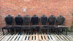 Landelijke brocante eetkamerstoelen zwart, Huis en Inrichting, Stoelen, Ophalen, Zwart