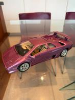LAMBORGHINI DIABLO 1990 fuchsiaroze 1/18 BURAGO nikkel, Ophalen of Verzenden, Zo goed als nieuw, Auto, Burago
