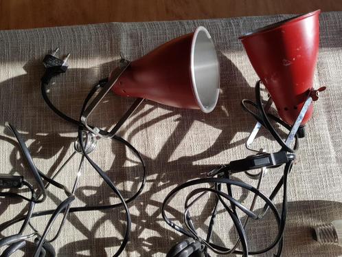 Set van 2 Vintage rode Ikea klem lamp - TYP K9601- Cliplight, Huis en Inrichting, Lampen | Hanglampen, Gebruikt, Metaal, Ophalen of Verzenden