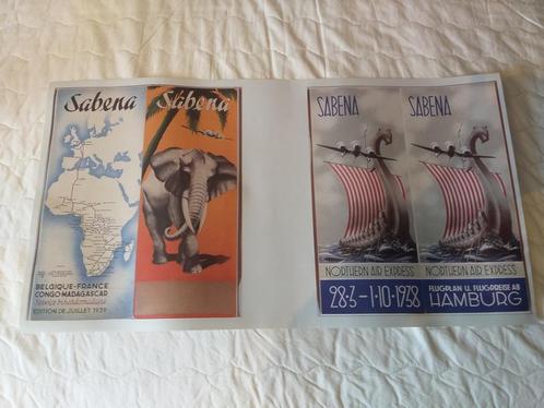 Set van 4 affiches SABENA / American Airlines, Verzamelen, Luchtvaart en Vliegtuigspotten, Zo goed als nieuw, Overige typen, Ophalen of Verzenden