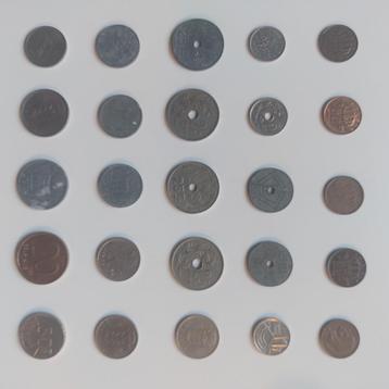 25 Belgische munten, 1914 - 1998 beschikbaar voor biedingen