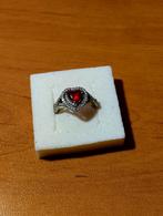 925 zilveren ring rood hart oz wit 3,37gr Maat 54, Handtassen en Accessoires, Ringen, Ophalen, Gebruikt, Dame, Rood