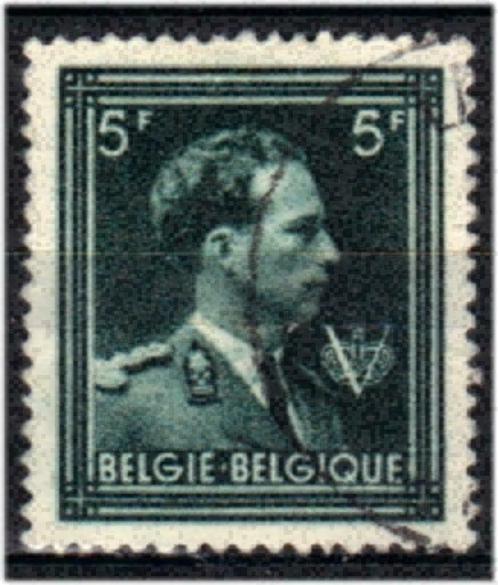 Belgie 1944 - Yvert/OBP 696 - Koning Leopold III (ST), Timbres & Monnaies, Timbres | Europe | Belgique, Affranchi, Maison royale