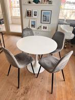 4 chaises en daim gris, Maison & Meubles, Tables | Tables à manger, Enlèvement