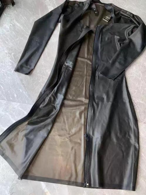 Latex jurk, één stuk, transparant zwart, 0,30 mm dun, Kleding | Dames, Jurken, Zo goed als nieuw, Maat 38/40 (M), Zwart, Boven de knie