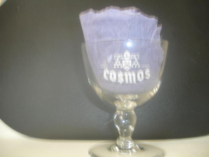 Oud bierglas Cosmos, witte letters, Verzamelen, Biermerken, Zo goed als nieuw, Glas of Glazen, Overige merken, Ophalen of Verzenden