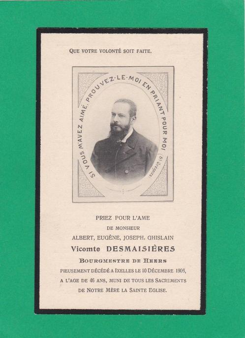 DP Vicomte Desmaisières, burgemeester van Heers, Collections, Images pieuses & Faire-part, Image pieuse, Enlèvement ou Envoi