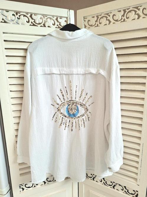 Damesblouse, Kleding | Dames, Blouses en Tunieken, Zo goed als nieuw, Maat 46/48 (XL) of groter, Wit, Ophalen