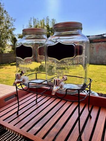 Excellent Houseware glazen dispenser met houder 2x4L beschikbaar voor biedingen