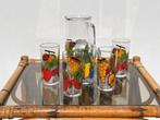 Borgonovo pitcher + 5 lange drinkglazen set ~ Vintage 70s, Verzenden, Zo goed als nieuw, Glas, Glas of Glazen