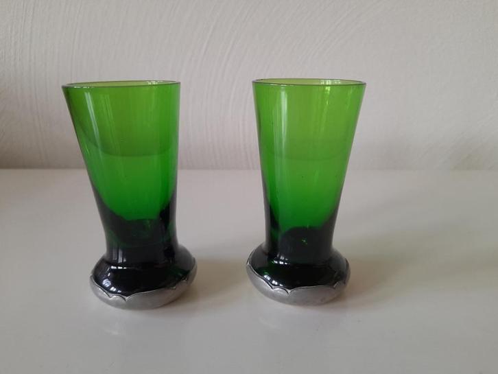 Antiek 1920 - Gero glaswerk met tinbeslag, Antiek en Kunst, Antiek | Glaswerk en Kristal, Ophalen of Verzenden