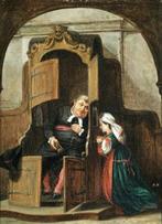 schilderij De Biecht (19de eeuw), Antiek en Kunst, Ophalen of Verzenden