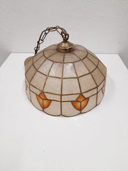 Hanglamp capiz schelpen Art deco, Huis en Inrichting, Lampen | Hanglampen, Gebruikt, Minder dan 50 cm, Ophalen of Verzenden
