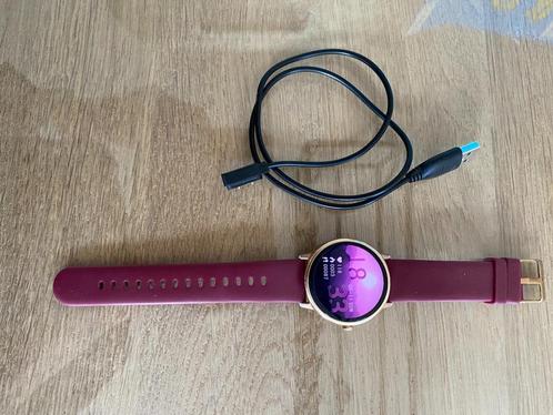 Smartwatch met roze imitatielederren band – connectie met ap, Handtassen en Accessoires, Smartwatches, Gebruikt, Roze, Afstand